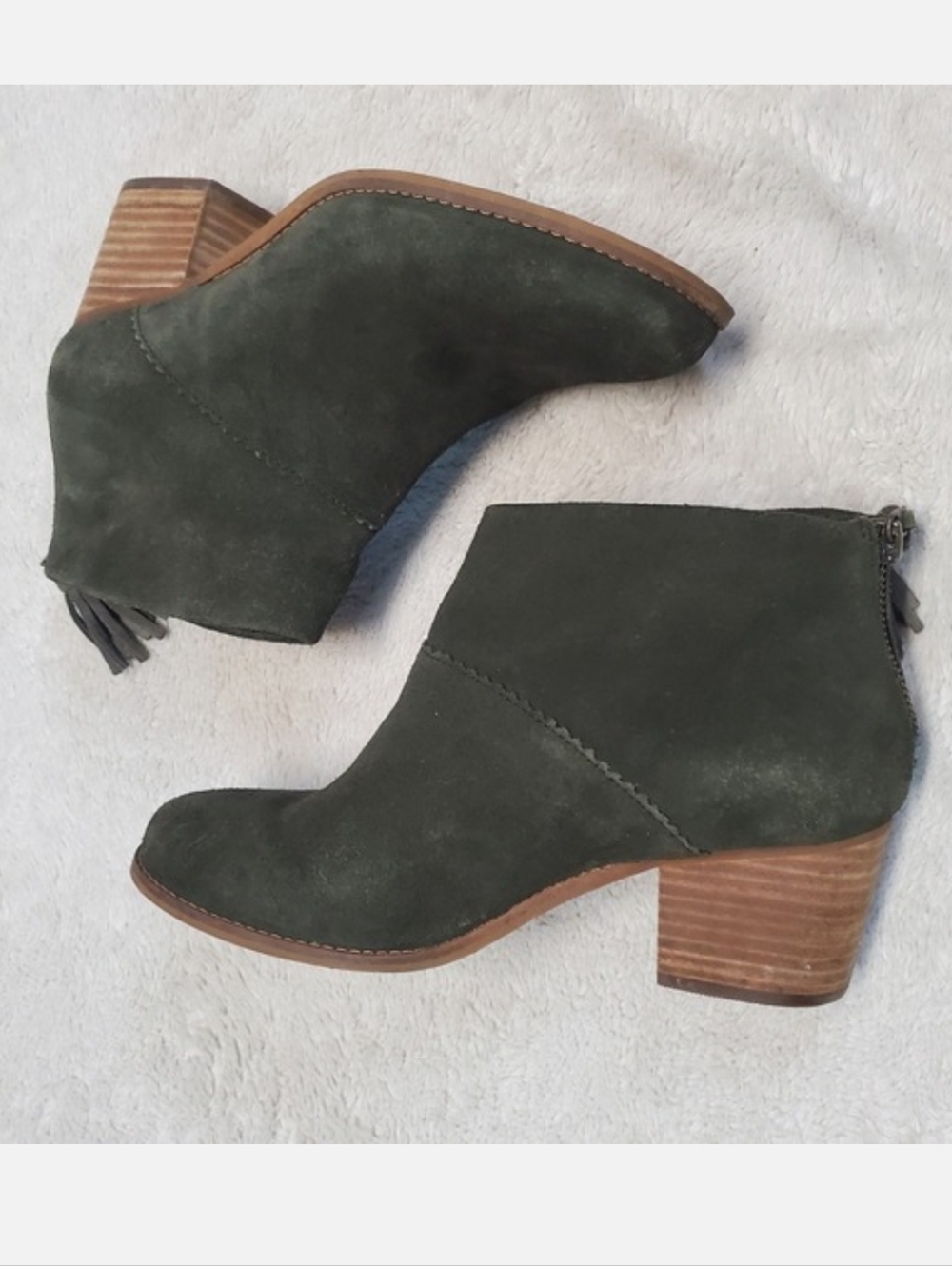 Toms Green Suede‎ Boho Cottagecore Ankle Boots Booties 8 Bohemian Party Dressy